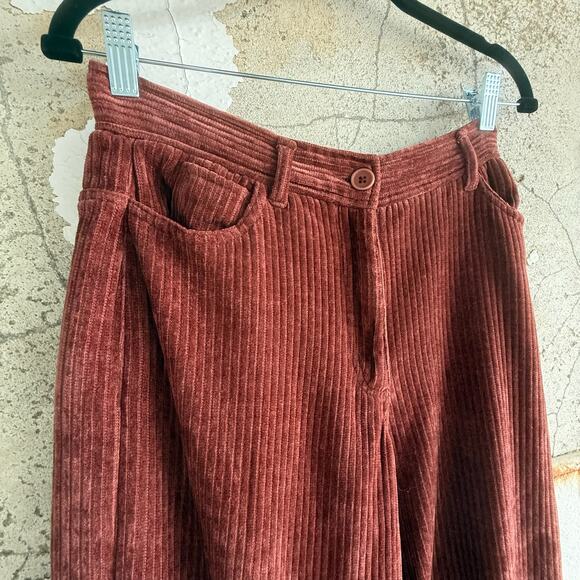 Corduroy Wide Leg Pants Rust Vintage Inspired Fall Fit Indie Style Size 6 - Picture 3 of 6